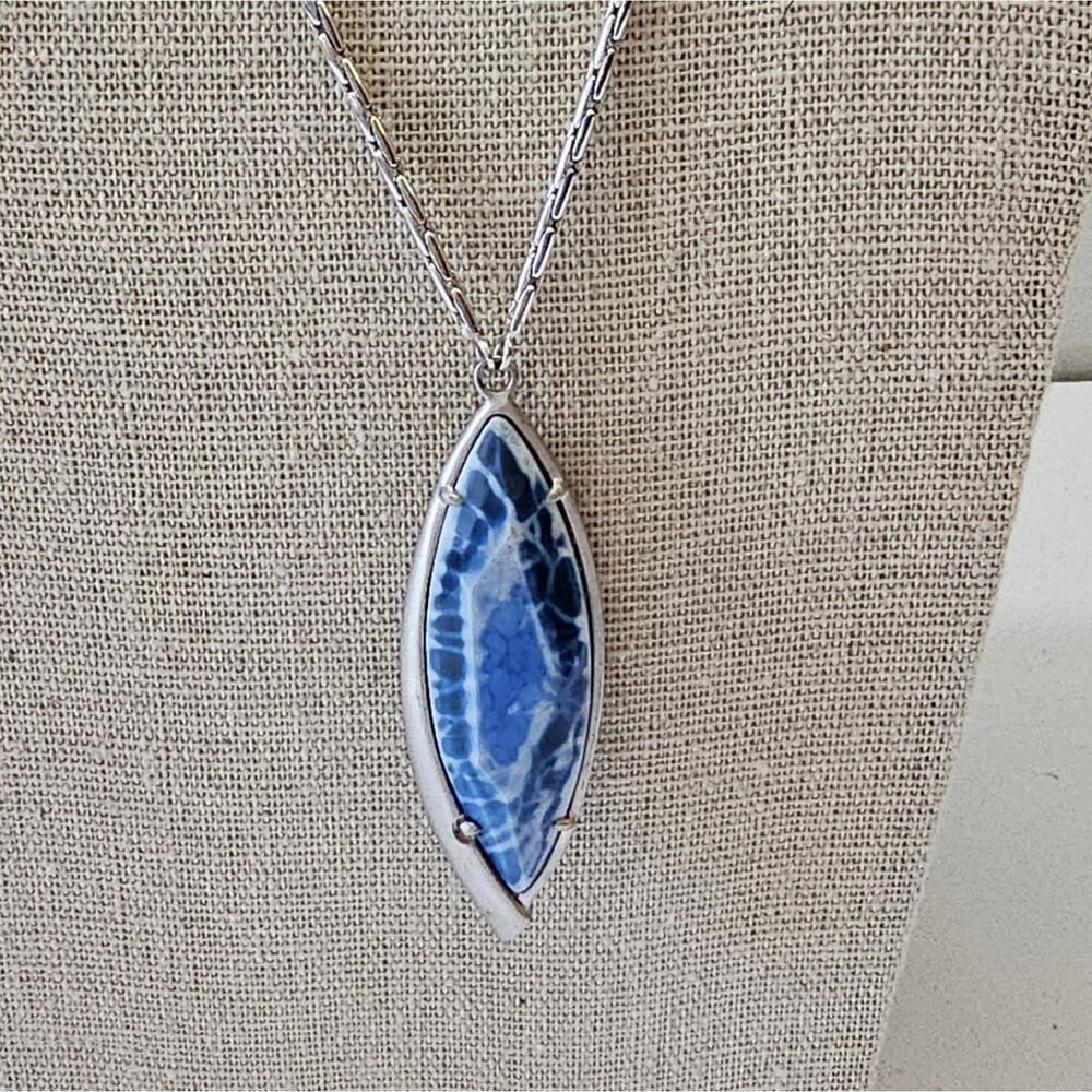 Kendra Scott Milla Blue Lapis? And Silver Plated Adjustable Necklace - Picture 7 of 9